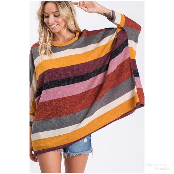 Tops - ❤️LAST 1! Brushed Fabric Multi Stripe Tunic!